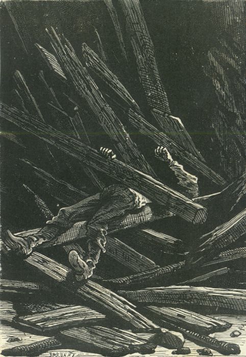 Harry was buried in the falling rubbish